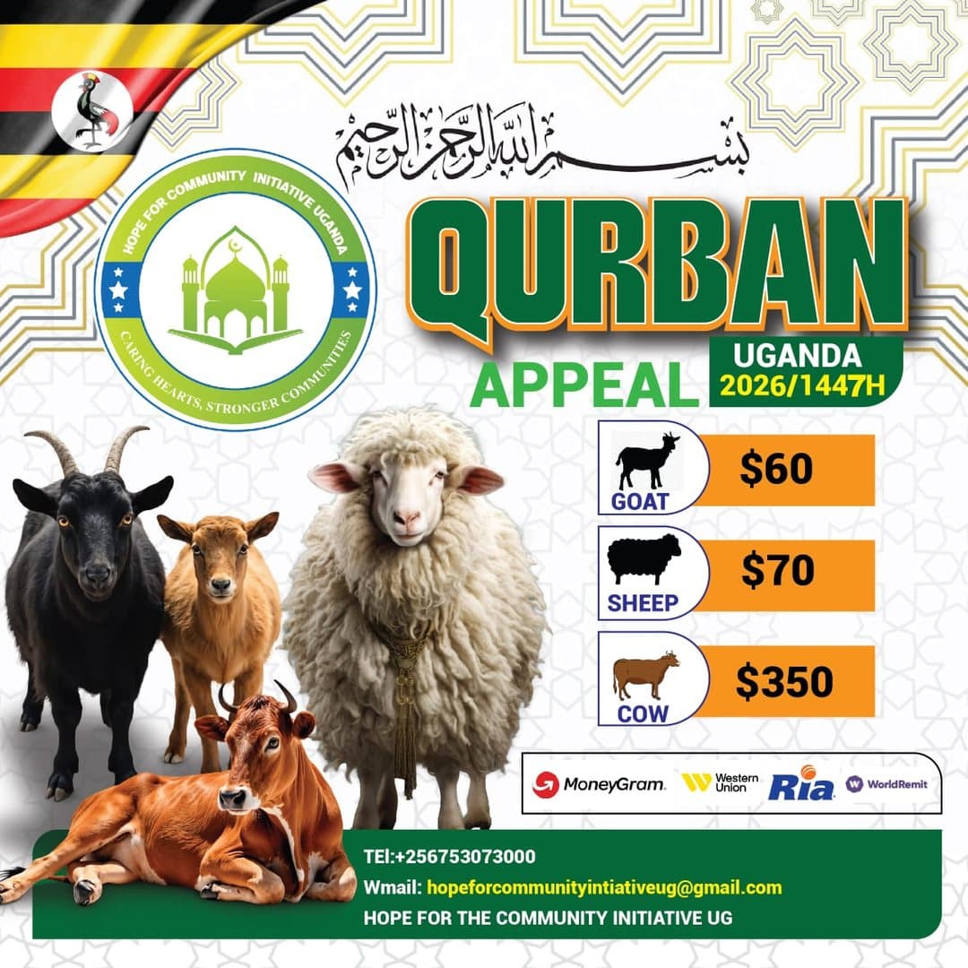 HCIU Qurban Appeal poster showing a goat, sheep and cow with the asks of $60, $70 and $350